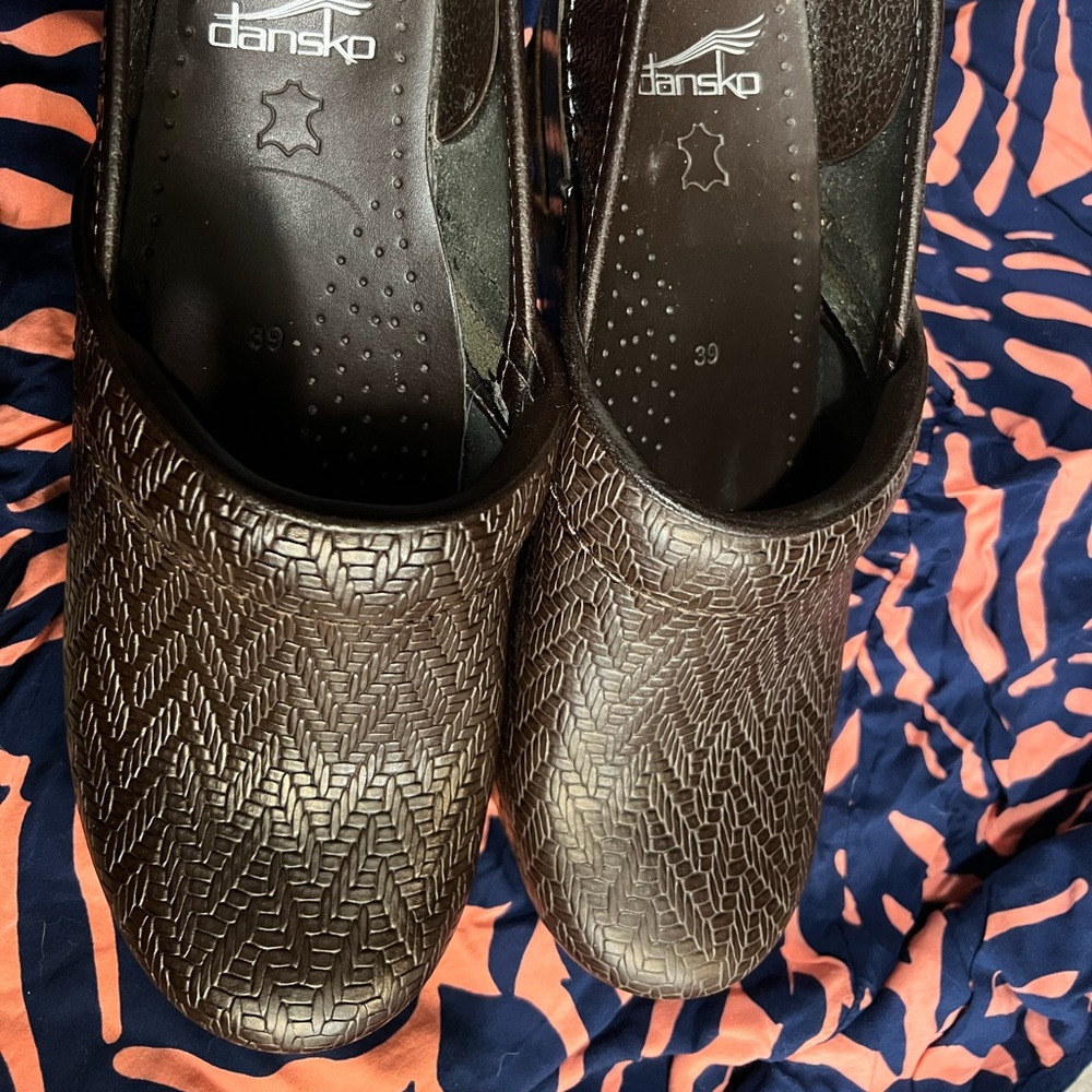 Dansko woven leather clogs